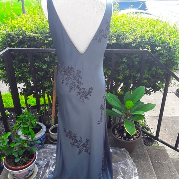 T. Carolyn Dresses & Skirts - T. CAROYLN TEAL BEADED DRAPED NECK GOWN SZ 14